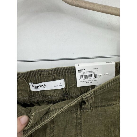 Sonoma Mid Rise Tapered Jogger Pant Women 4 Green Grunge Skater Granolagirl NEW - Picture 3 of 9